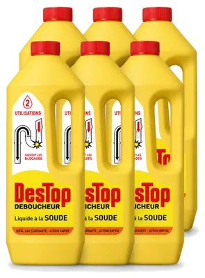 Produktbild von 6 x Destop Soda-Abflussreiniger - flüssig - 1 l - Vorteilspackung - 6 Stücke