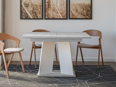 Image de Table à manger extensible moderne RANDOY - gris / blanc