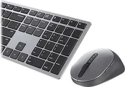 Produktbild von DELL Pro Plus-Tastatur und -Maus – KM7321W - russisch (QWERTY), Volle Größe (100%), Kabellos, RF Wireless + Bluetooth, QWERTY, Grau, Titan, Maus enthalten