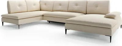 Zdjęcie produktu dla FURNLUX Sofa narożna Zonda beżowo-czarna 350 cm / Kolor główny: beżowy / Wymiary: 350 x 87 x 205 cm