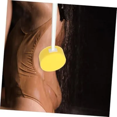 Produktbild von 2 Stück Schwammbürsten mit langem Griff zur Reinigung von Dusche und Rücken, leichte Körperbürsten für Peeling und Fußpflege