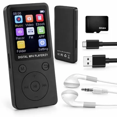 Produktbild von MP3 Player Bluetooth mit 128GB Speicher, Tragbarer Musikplayer 1,8 Zoll, HiFi Lossless Audio, Type-C Ladeanschluss, FM-Radio und MP4