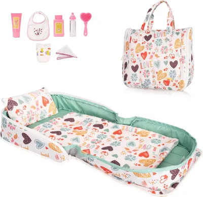 Produktbild von Puppenbett rosa,, multifunktional mit Aufbewahrungstasche, für Kinderzimmer