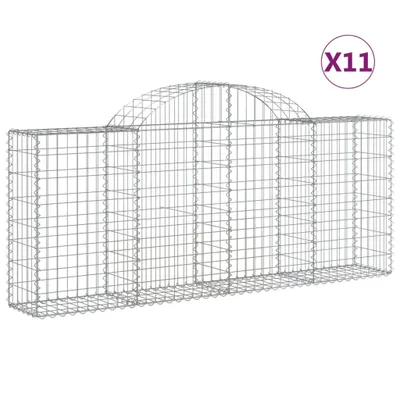 Produktbild von vidaXL Gabionen mit Hochbogen 11 Stk. 200x30x80/100cm Verzinktes Eisen