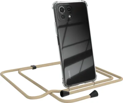 Produktbild von EAZY CASE Handykette kompatibel mit Xiaomi Mi 11 Lite / 5G / 11 Lite 5G NE, Handyhülle mit Umhängeband, Handykordel, Schutzhülle Clear, Band in Blau
