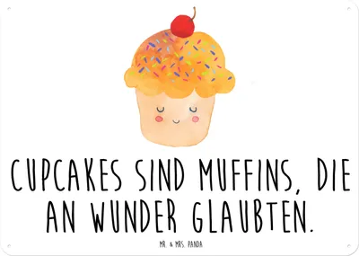 Produktbild von Mr. & Mrs. Panda Wandbild Cupcake DIN A3 - Weiß - Geschenk, Schild, Wunder, Backen, Muffin, wandtafel, tafel, Motivation Sprüche, Türschild, Küche Deko, Lustige, Cupcakes