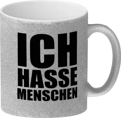 Produktbild von Ich hasse Menschen Glitzer-Glitzer-Kaffeebecher
