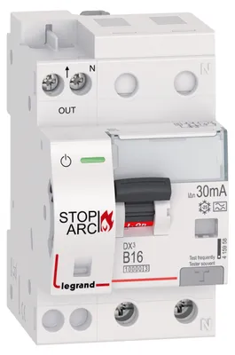 Produktbild von LEGRAND LEGR Brandschutzschalter Dx3 415958 AFDD B16A 1P+N 0,03A mit FI/L