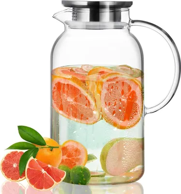 Produktbild von Wasserkaraffe 1.8 Liter Glaskaraffe mit Deckel Leicht reinigender