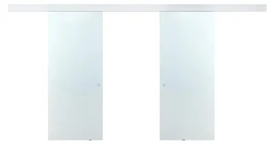 Produktbild von Doppelschiebetür für Wandmontage - 2 x H 205 × B 83 cm - Gehärtetes Glas - ALINA