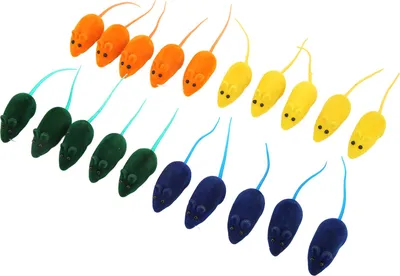 Produktbild von 20 Stück Quietsch-Mausspielzeug, sicher, interaktiv, 4 Farben, lindert Stress, Katzenspielzeug für Haustierkatzen
