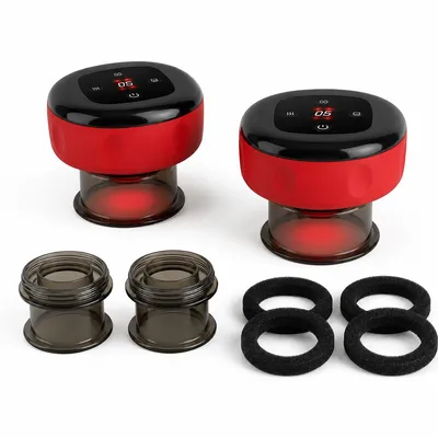 Produktbild von Elektrisches Schröpfgerät Set mit 2 Geräten, 12 Stufen Vakuum, Wärmefunktion & Atemmodus, USB aufladbar, Schröpfmassage für Rücken, Nacken & Muskeln