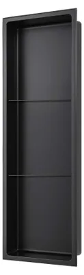 Produktbild von Stilform Wandnische 90 x 30 Schwarz Matt Edelstahl mit 2 Fachböden Duschablage