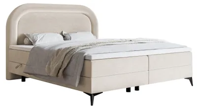 Obrázok produktu pre Selsey LOREO - Posteľ s pružinovou posteľou s vodeodolným zamatovým poťahom v béžovej farbe, 140x200 cm