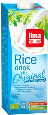 NAPÓJ RYŻOWY BEZ DODATKU CUKRÓW BEZGLUTENOWY BIO 1 L - LIMA