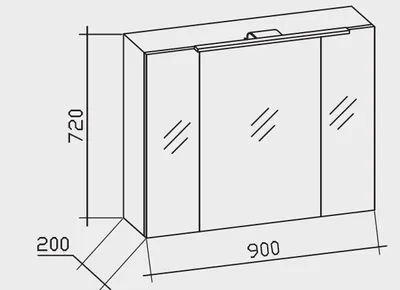 Produktbild von PELIPAL TRENTINO 920 Spiegelschrank / Weiß / LED-Aufbauleuchte / 90 x 70 x 20 cm / EEK: A++