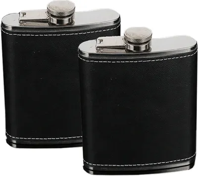 Produktbild von 2er Pack 140ml Flachmann Taschenflasche Edelstahl Schnapsflasche Trinkflasche Auslaufsicher Geschenkidee