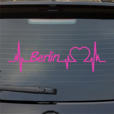 Produktbild von Heckscheibenaufkleber Berlin Herz Puls Stadt Liebe 55x17 cm Pink Auto Aufkleber Sticker