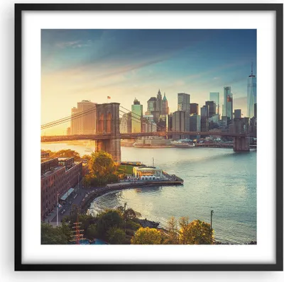 Produktbild von Gerahmtes Poster - Schwarzer Rahmen - New York Brücke - 50x50 cm - Wand Bild - Wanddeko - Wandbilder - Kunstposter - Wandposter - Bilderrahmen - Bilder - Kunstdruck - Wandbild - P2BAC50x50-4047