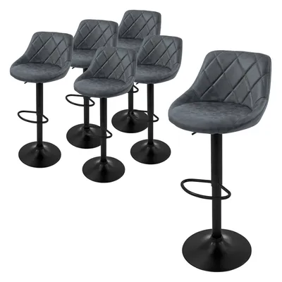Produktbild von ML-Design 6er Set Barhocker Tresenhocker  360° drehbar, Gepolsterter Barstuhl mit Rückenlehne und Fußstütze, 62-82 cm