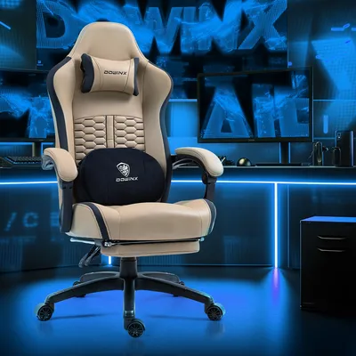 Zdjęcie produktu dla Krzesło gamingowe – Krzesło biurowe – Siedzisko z sprężynami kieszeniowymi – Regulowany podnóżek – Ergonomiczne