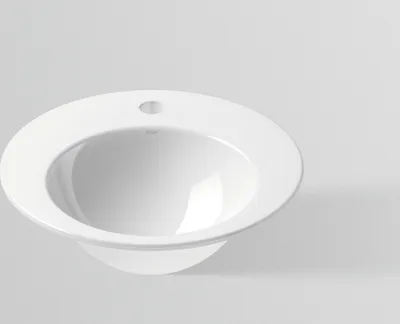 Produktbild von Alape EB.K400H Einbaubecken ohne Überlauf, kreisförmig, Ø 400 mm, innen und außen glasiert, Weiß, mit Hahnloch / Waschtisch / Waschbecken