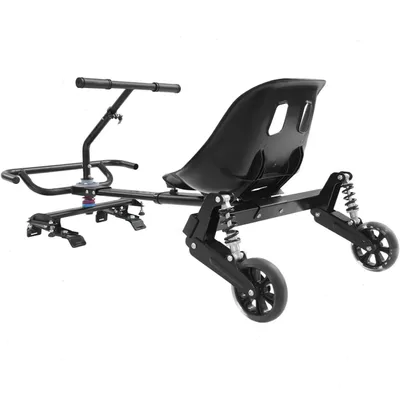 Produktbild von Hoverboard GoKart Sitz - Aufsatz für selbstbalancierenden Scooter - 3 Stoßdämpfer - 2 LED Räder - Für 16,5–25,4 cm Hoverboard - Schwarz