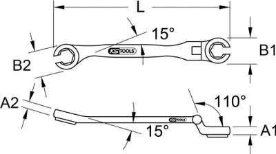 Produktbild von KS Tools 518.0379, Chrom-Vanadium-Stahl, Chrom, 9 mm, 128 mm, 50 g, 1 Stück(e)