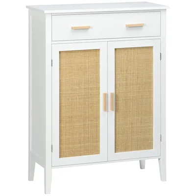 Image de HOMCOM Meuble à chaussures pour entrée avec 2 portes à tiroirs aspect tube – 80 x 35 x 110 cm – blanc