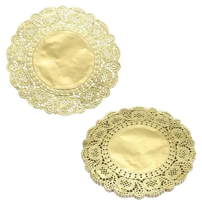 Immagine prodotto di Solidchoice - 100 tovaglioli di carta dorati a forma di cerchio, usa e getta, con motivo in pizzo, diametro 20 cm