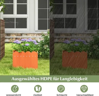 Immagine prodotto di Set di fioriere da esterno, HDPE, resistenti alle intemperie, 32x30x25 cm, arancione