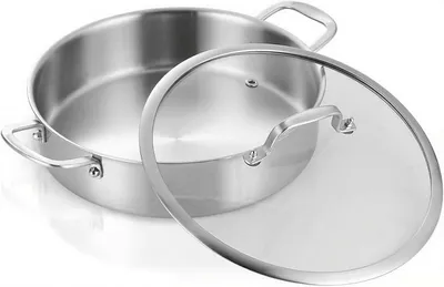 Obrázok produktu pre Hrniec na dusenie 28 cm, s pokrievkou, nehrdzavejúca oceľ, 3-vrstvový, pre kuchyňu