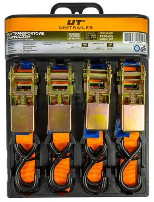 Produktbild von Satz Aus Vier Unitrailer 4M/25Mm/0,68T Orangefarbenen Transportgurten Mit Spannvorrichtung
