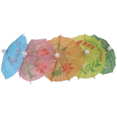 Image de Parapluies en papier de couleurs variées, 17 cm (144 pièces)