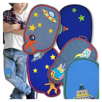 Produktbild von EDIBAZZAR | 6er Set Thermopatches Jeansfarben für Kleidung zum Aufbügeln Kinder
