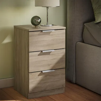 Zdjęcie produktu dla Vicco Stolik nocny Fino, 37.6 x 61.8 cm z 3 szufladami, Sonoma