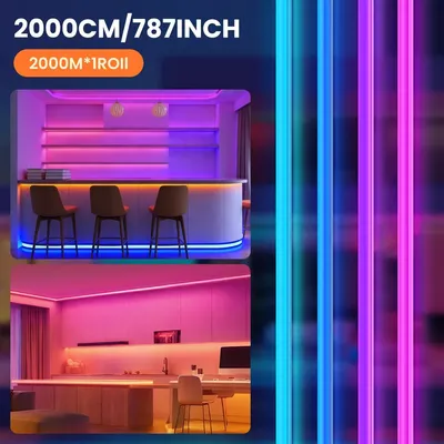 Produktbild von LED-Neonlichtband - RGB-LED-Streifen - 20 m - Fernbedienung - App-Steuerung - Musik-Synchronisation - Wasserdicht - 24 V