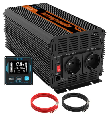 Productafbeelding van EDECOA omvormer 3000W, 12V naar 230V, spanningsomzetter met gemodificeerde sinusgolf
