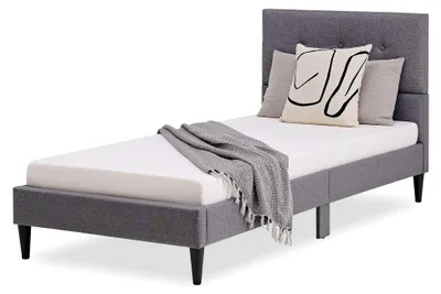 Produktbild von Polsterbett 90x200 cm Grau Einzelbett mit Lattenrost