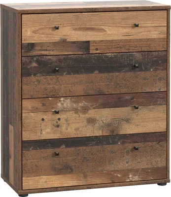 Image de Commode 4 Tiroirs, Effet Vieux Bois, L 73,7 x P 34,8 x H 85,5 cm, TEMPRA