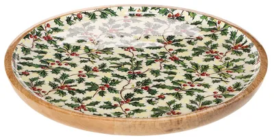 Produktbild von Dekoteller Weihnachten mit Stechpalmendekor für festliche Tischdeko