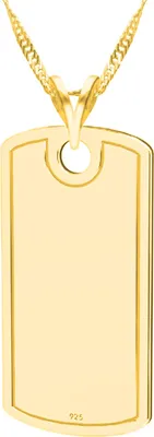 Produktbild von Goldene Halskette mit Medaillon und Hundemarke, Hundemarke, Silber 925