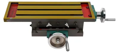 Produktbild von Frästisch Arbeitstisch - 2-Achs Kreuztisch - Gusseisen - X-Verfahrweg 27 cm Y-Verfahrweg 12,5 cm - 57x36x10 cm - Für Fräsmaschine - Gold