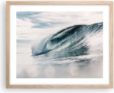 Produktbild von Gerahmtes Poster - Rahmen in heller Eiche - Welle Meer Ozean - 50x40 cm - Wand Bild - Wanddeko - Wandbilder - Kunstposter - Wandposter - Bilderrahmen - Bilder - Kunstdruck - P2NAA50x40-4516