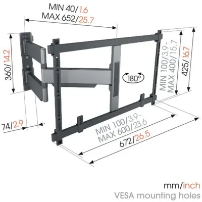 Obrázek produktu pro Vogel's Elite TVM5645 20° náklon a 180° otočení. Nástěnný držák na TV 40-77" (102-195 cm)