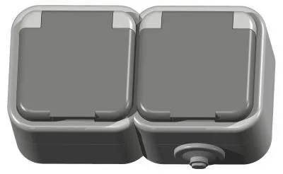 Immagine prodotto di Doppia presa OSPEL con messa a terra IP-44 Grigio GNH-2DZ/30/W