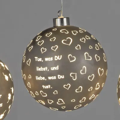 Produktbild von Deko Kugel Spruch Tue was du liebst ... zum hängen D. 15cm mit Timer Formano
