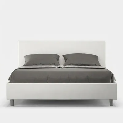 Produktbild von Doppelbett 160x200 mit Bettkasten modern Kunstleder Adele M1 - Weiß