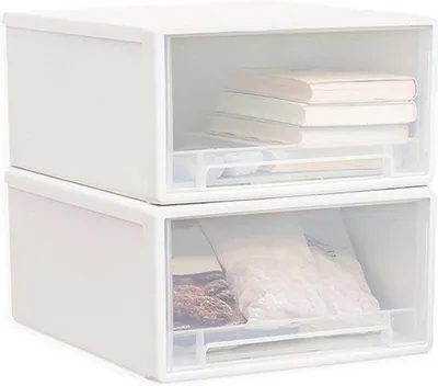 Produktbild von Famanu Aufbewahrungsboxen stapelbar für Büro und Zuhause - Set von 2 mit Schubladenoption