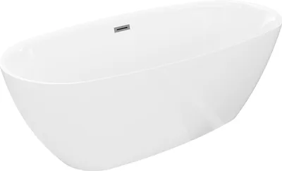 Image de Mexen Luvo Slim baignoire autoportante 170 x 75 cm, blanche, trop-plein gun gray brossé - 52801707500-66